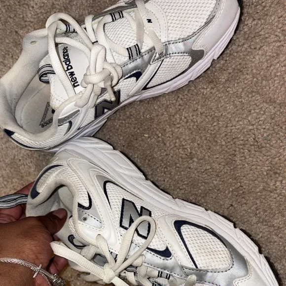 New Balance White, Navy & Gray Sneakers - Picture 4 of 4